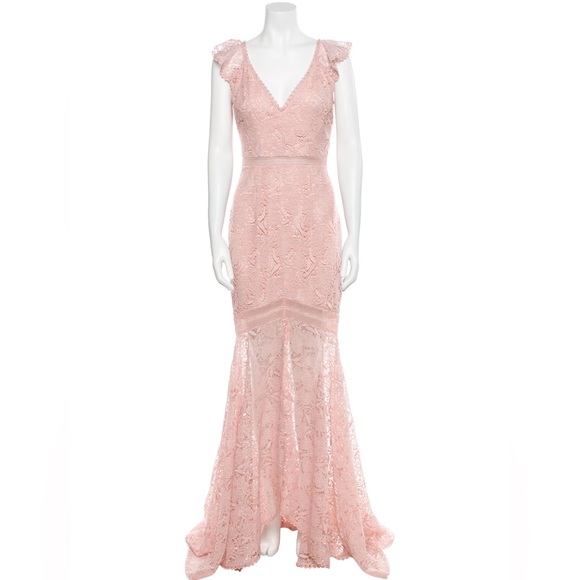 Monique Lhuillier Dresses & Skirts - NWT Monique Lhuillier Blush Lace Maxi Dress Gown Sz 4